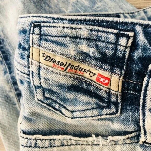 Diesel Matic Distressed Faded Low Rise Straight Leg Jeans - Picture 7 of 7